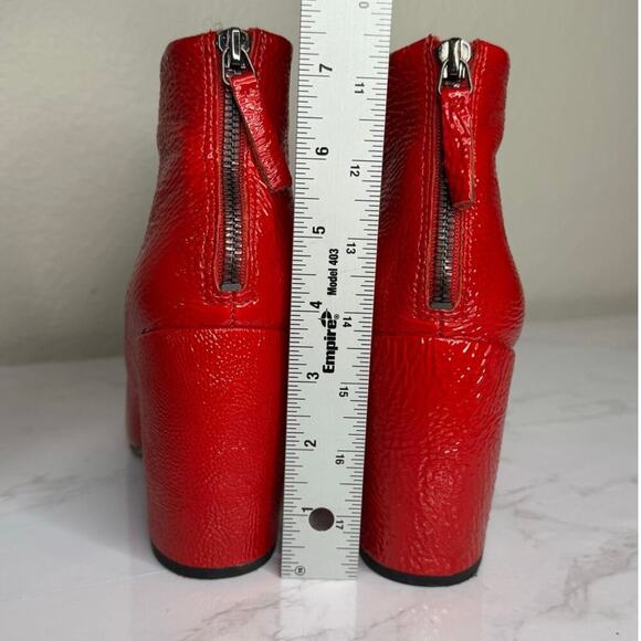 Kenneth Cole Alora Pointy Toe Ankle Bootie Boot Red Patent Leather‎ Boot Sz 9 - Picture 3 of 10